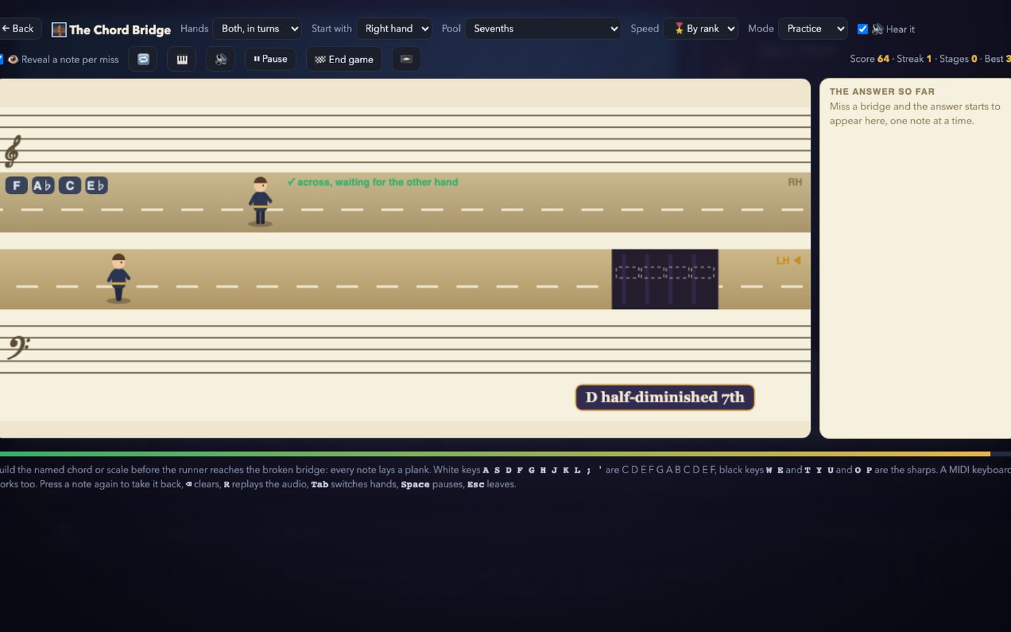 The Chord Bridge, one of the theory games played between a level's pieces